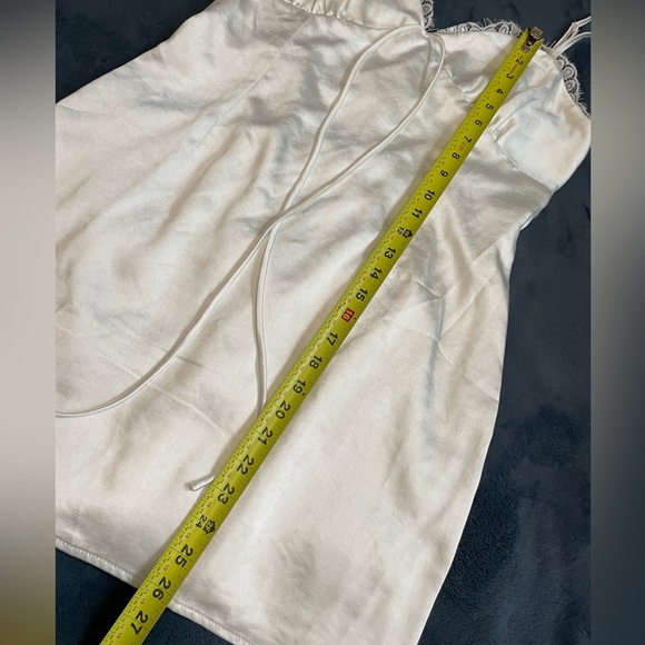 Lioness | Shimmering Satin Mini Slip Dress w/ Lace Trim - Picture 5 of 9